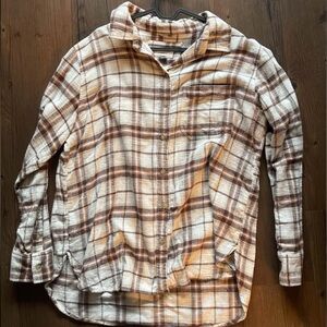 American Eagle Outfitters Brown and Cream Plaid Shirt